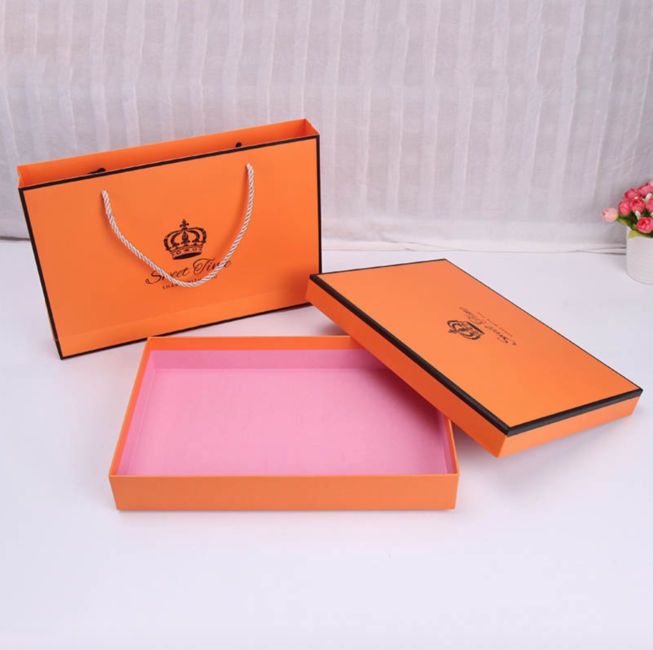 Orange Gift Box And Bag Set, Gift Box For Perfume/cosmetics/skin Care